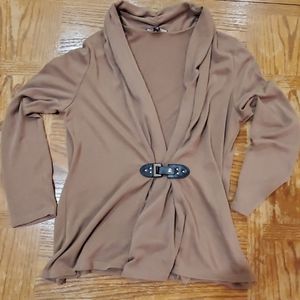 🧡🧡 3/$24 Tiana B Tan shawl cardigan w/snap closure, Size XL